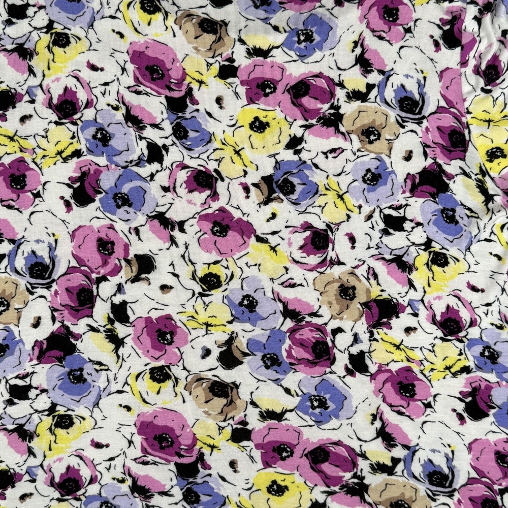 Dana Buchman Shirt Large Colorful Floral Print Tie Front 3/4 Sleeve Rayon Top - Picture 11 of 11